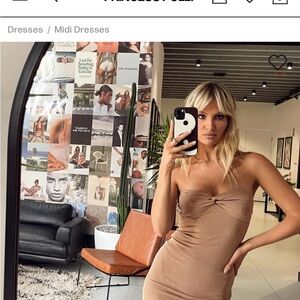 Princess Polly Henriette Tan Strapless Dress